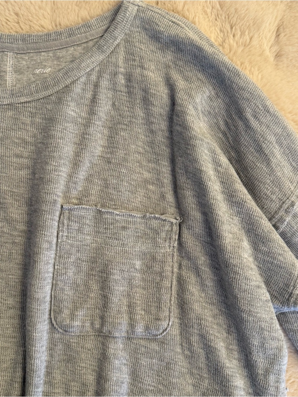 aerie Heather Gray Ribbed Pocket Tee